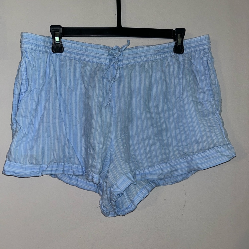 Stars Above Light Blue Striped Pajama Shorts